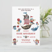 Niedliche Piratendusche Einladung (Stehend Vorderseite)