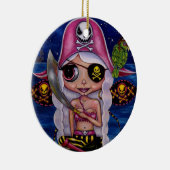 Niedliche Piratenfieber mit Parrot Skull Eye Patch Keramik Ornament (Rechts)
