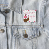 Niedliche Piratengeburtstags-Partyknöpfe des rosa Button (Beispiel)