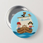 Niedliche Piratenjungs und ein großer Individuelle Button (Vorne & Hinten)