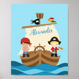 Niedliche Piratenjungs und ein großer Individuelle Poster