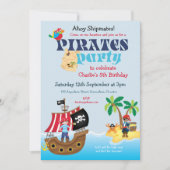 Niedliche Piratenschiff Boys Geburtstagspartei Einladung (Vorderseite)