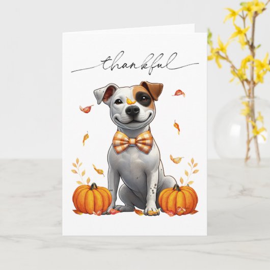 Niedliche Pit Bull Ernsthafte Fallpumpen Karte (Gelbe Blume)