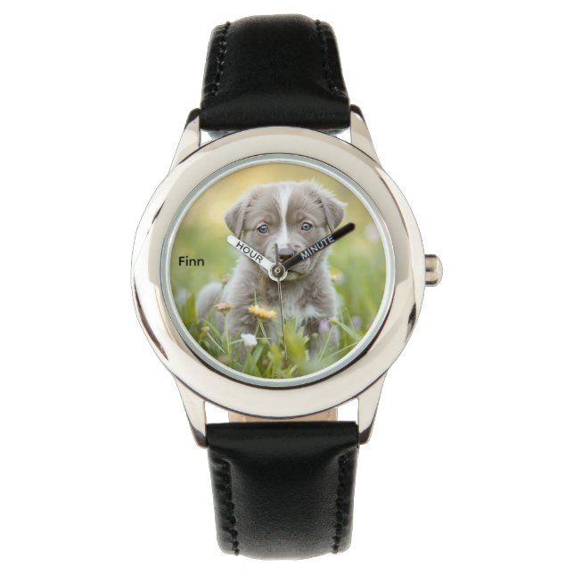 Niedliche Pit Bull Kid's Personalisiert Armbanduhr (Vorderseite)