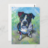 Niedliche Pit Bull-Malerei Postkarte (Vorne/Hinten)