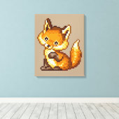 Niedliche Pixel Art Fox Leinwanddruck (Insitu (Holzboden))