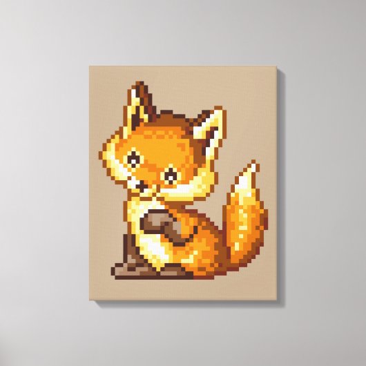 Niedliche Pixel Art Fox Leinwanddruck (Vorderseite)