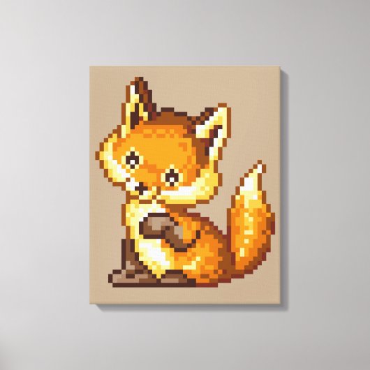 Niedliche Pixel Art Fox Leinwanddruck (Vorderseite)