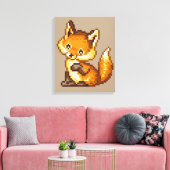 Niedliche Pixel Art Fox Leinwanddruck (Insitu (Wohnzimmer))