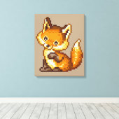 Niedliche Pixel Art Fox Leinwanddruck (Insitu (Holzboden))