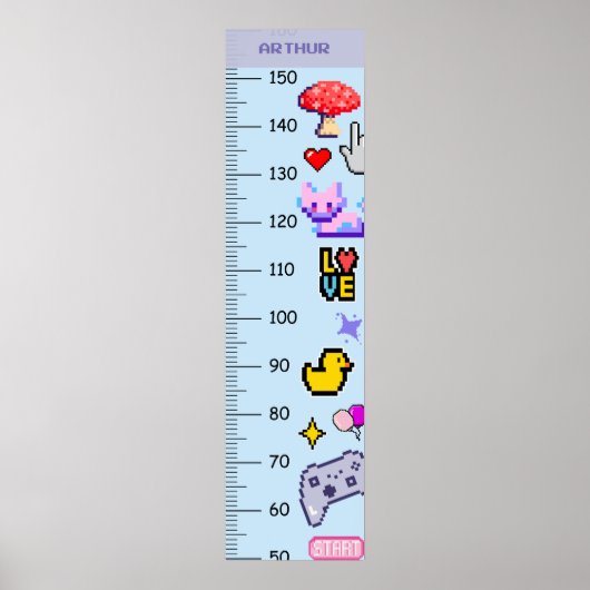 Niedliche Pixel Art Growth Chart Centimeter Poster (Vorne)