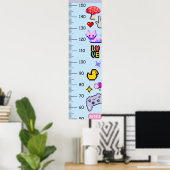 Niedliche Pixel Art Growth Chart Centimeter Poster (Heimbüro)