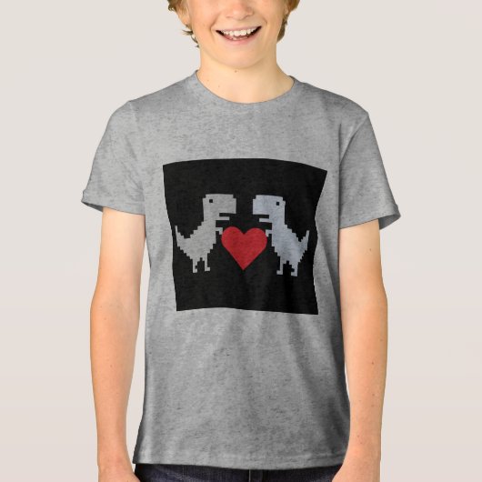 Niedliche Pixel Dinosaur Liebe Kinder T - Shirt -  (Vorderseite)