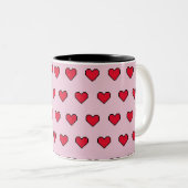 Niedliche pixelförmige Herzform Zweifarbige Tasse (VorderseiteRechts)