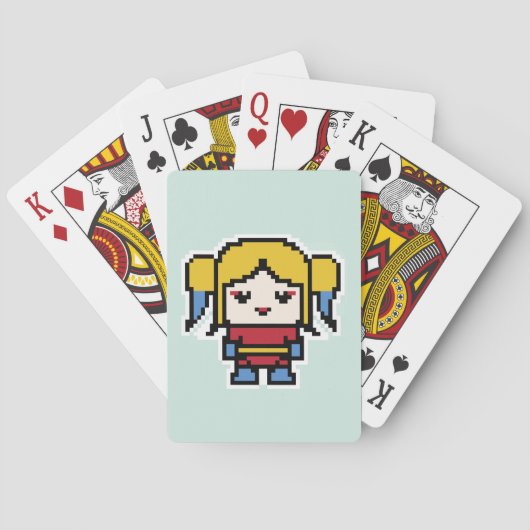 Niedliche pixelige, böse Girl-Pocket-Armbanduhr Spielkarten (Rückseite)