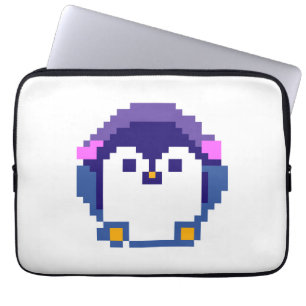 Niedliche pixelige Pinguinpilzkissen Laptopschutzhülle