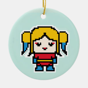 Niedliche pixelige, schlechte Hosentaschenuhr Keramik Ornament