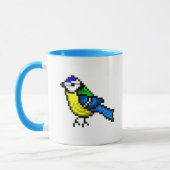 Niedliche Pixelkunst blauer Tit Tasse (Links)