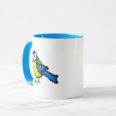 Niedliche Pixelkunst blauer Tit Tasse (Vorderseite Links)