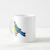 Niedliche Pixelkunst blauer Tit Tasse (Vorderseite Links)