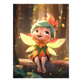 Niedliche Pixie Elf im Wald Fotodruck