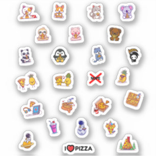 Niedliche Pizza Astronaut Ananas Packung Aufkleber