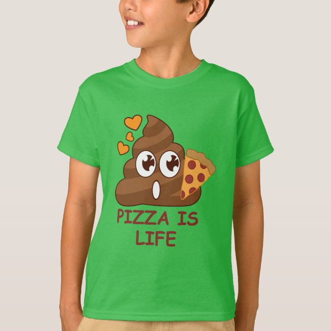 Niedliche Pizza kacken Emoji T-Shirt (Vorderseite)
