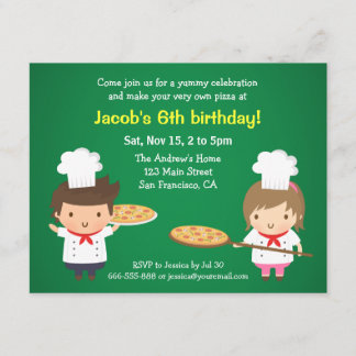 Niedliche Pizza-Kindergeburtstag-Party Einladungen