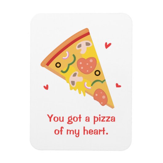 Niedliche Pizza meines Heart Pun Liebe Spaßes Magnet (Vertikal)