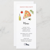 Niedliche Pizza Party Menükarte (Vorne/Hinten)