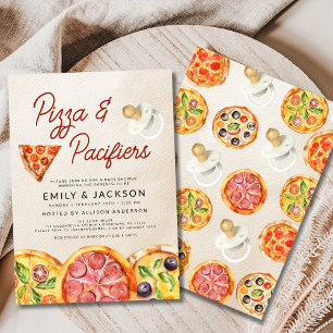 Niedliche Pizza & Schnuller Kinderdusche Einladung