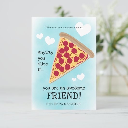 Niedliche Pizza Slice Classroom Freundschaft (Stehend Vorderseite)