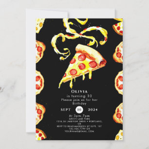 Niedliche Pizza zum Geburtstag Einladung