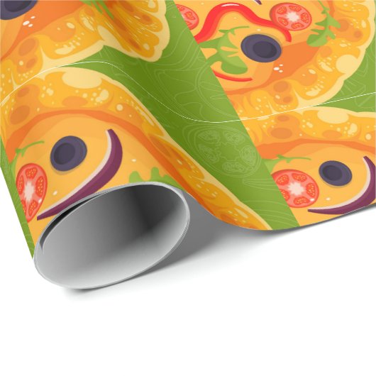 Niedliche Pizzafreunde Geschenkpapier (Rolleneckpunkt)