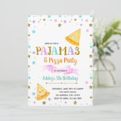 Niedliche Pjs und Pizza-Party Einladung (Stehend Vorderseite)