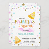 Niedliche Pjs und Pizza-Party Einladung (Vorne/Hinten)
