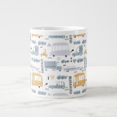 Niedliche Pkw im Straßenmuster Jumbo-Tasse (Vorderseite)