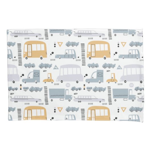 Niedliche Pkw im Straßenmuster Kissenbezug (Vorderseite)