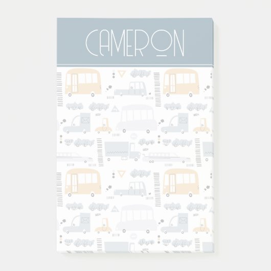 Niedliche Pkw im Straßenmuster Post-it Klebezettel (Vorderseite)