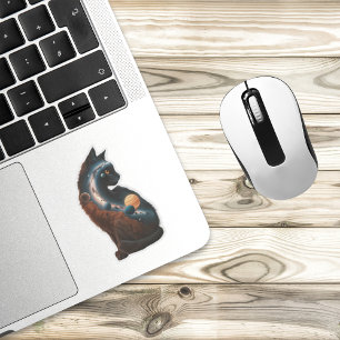 Niedliche Planeten Mondsterne, Fun Animal, Aquarel Aufkleber