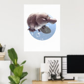 Niedliche Platypus Illustriert Print Poster (Heimbüro)