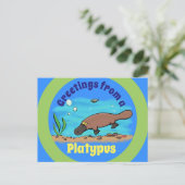 Niedliche Platypus unter Wasser Cartoon Postkarte (Stehend Vorderseite)
