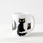 Niedliche Playful schwarze Katzen-Reihe Kaffeetasse (VorderseiteRechts)