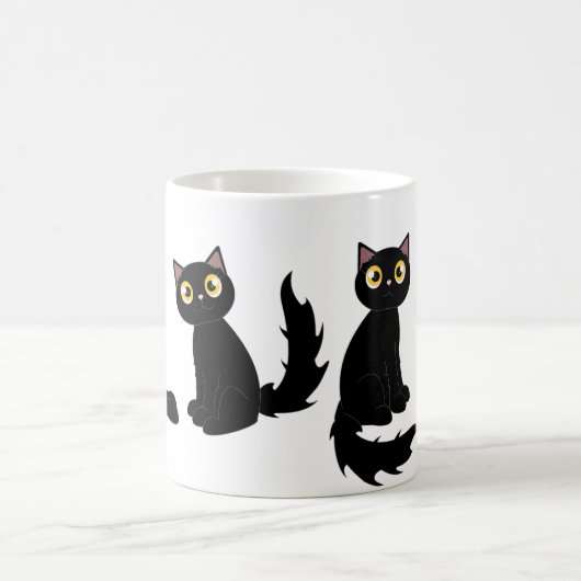 Niedliche Playful schwarze Katzen-Reihe Kaffeetasse (Mittel)