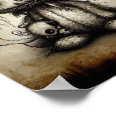 niedliche plüschige Kreatur mit großen schwarzen A Poster (Ecke)