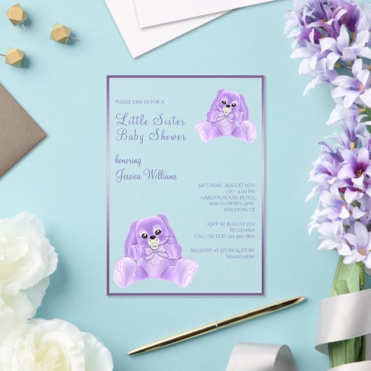 Niedliche Plushies Kleine Schwester Babydusche Acryleinladungen (In Situ (Hochzeit))