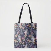 Niedliche Podenco und Galgo-Floral-Marine Tasche (Vorderseite)