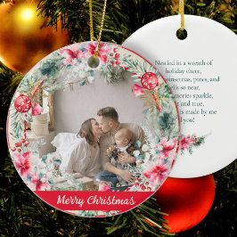 Niedliche Poettia Poinsettia Rotes Grün Weihnachte Keramik Ornament