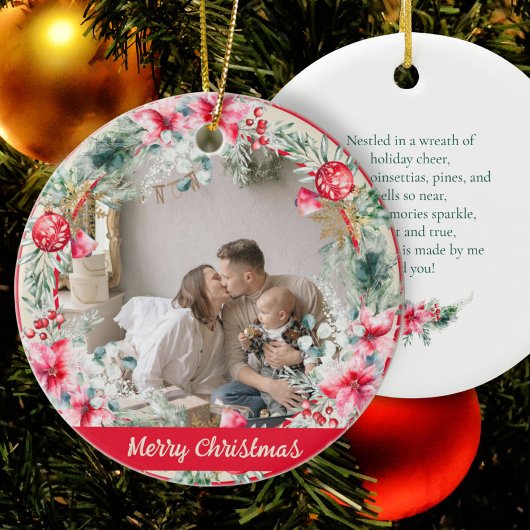 Niedliche Poettia Poinsettia Rotes Grün Weihnachte Keramik Ornament