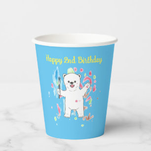 Niedliche Polar Bären Art Geburtstagsparty Cups Pappbecher